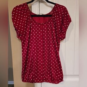 Agenda Red Polka Dot Blouse